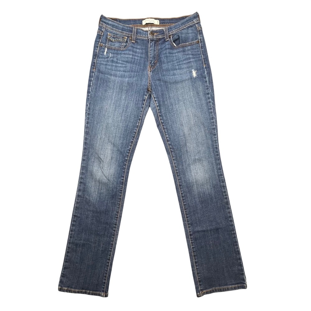 Levis Blue 505 Straight Leg Distressed Denim Jeans Womens 8 L